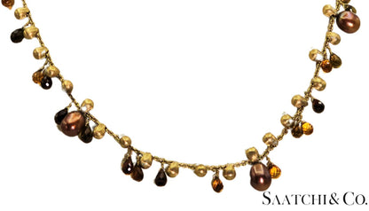 MARCO BICEGO - Neclace - 18K Yellow Gold: Pearl & Multi Color Natural Gemstone