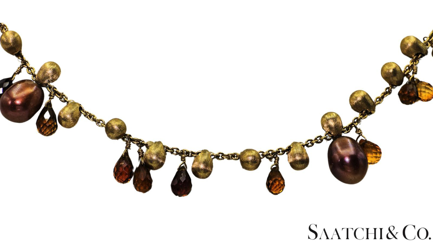 MARCO BICEGO - Neclace - 18K Yellow Gold: Pearl & Multi Color Natural Gemstone