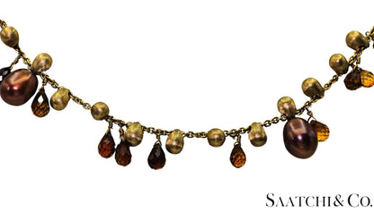 MARCO BICEGO - Neclace - 18K Yellow Gold: Pearl & Multi Color Natural Gemstone