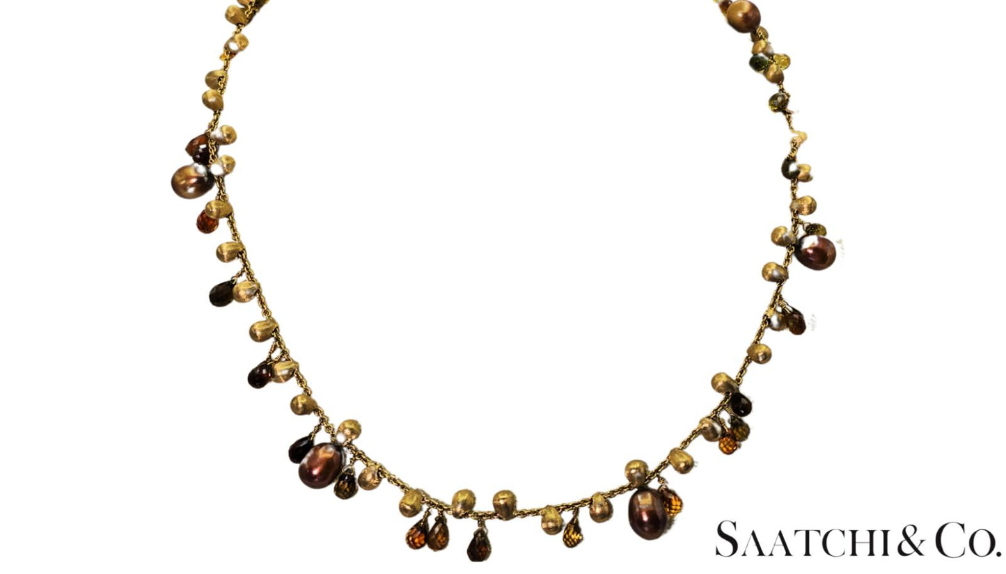 MARCO BICEGO - Neclace - 18K Yellow Gold: Pearl & Multi Color Natural Gemstone