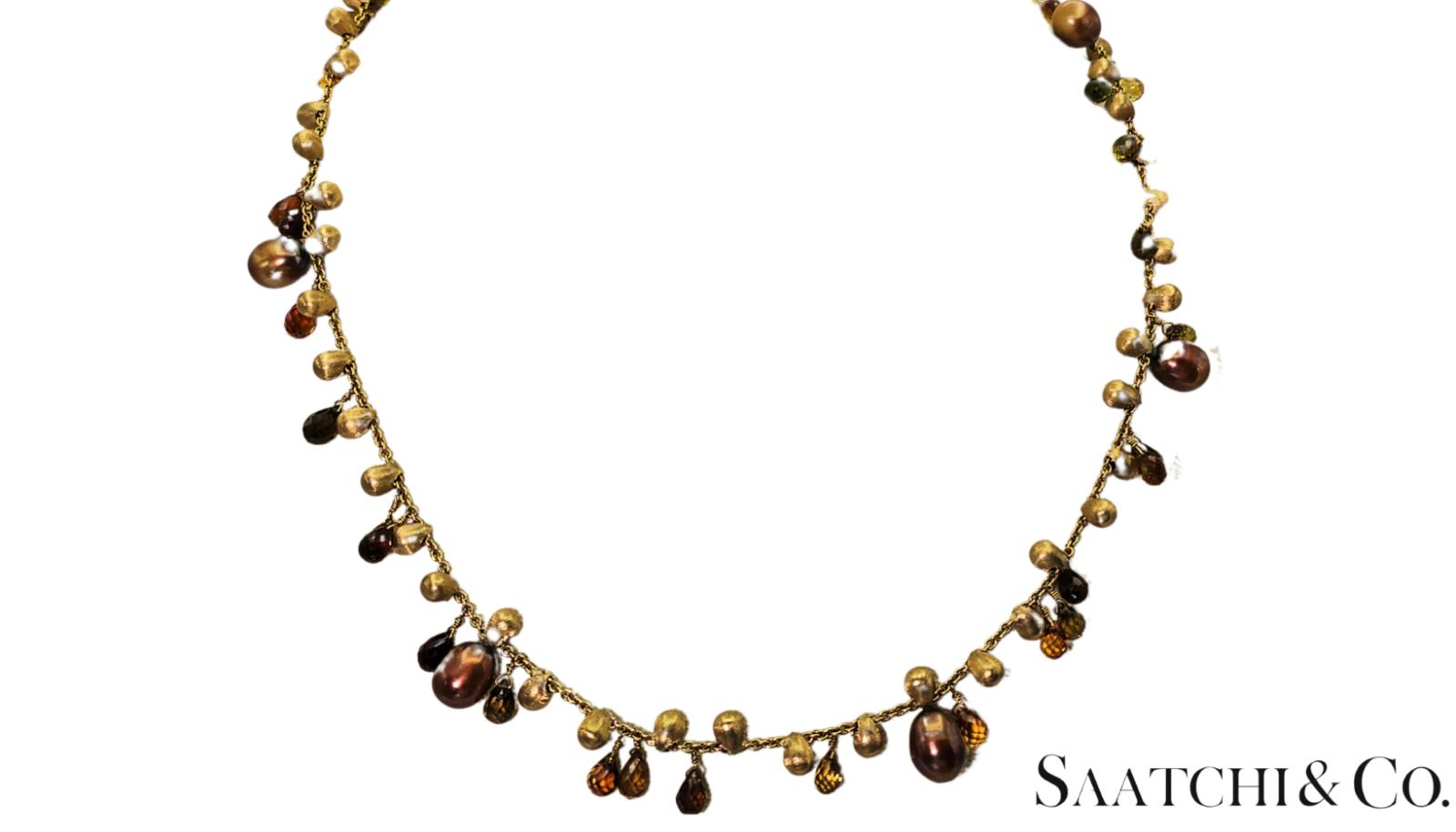 MARCO BICEGO - Neclace - 18K Yellow Gold: Pearl & Multi Color Natural Gemstone