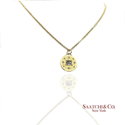 GIA Certified Natural Diamond 14K (585) Yellow Gold Pendant