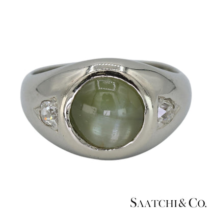 Natural Cat's Eye Ring 18K (750) White Gold