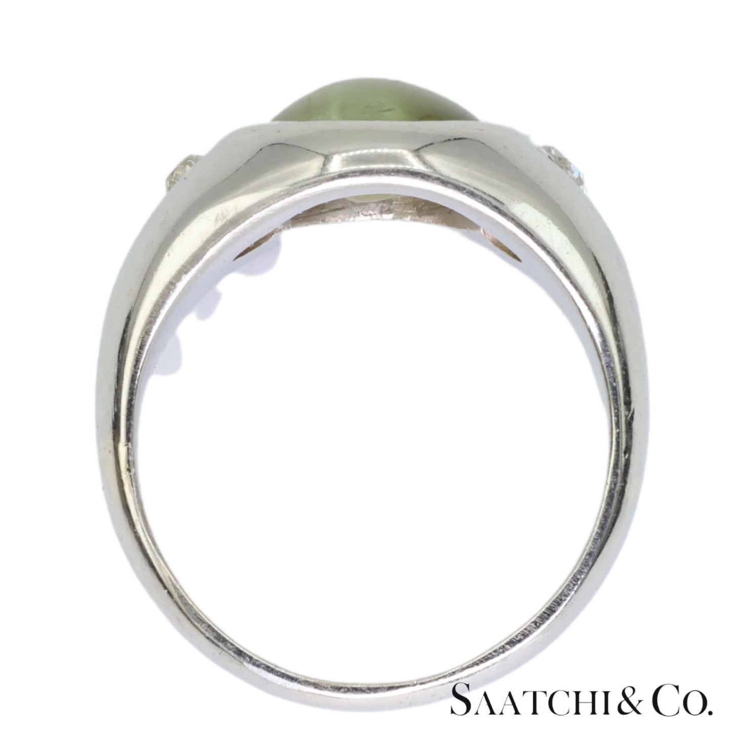 Natural Cat's Eye Ring 18K (750) White Gold