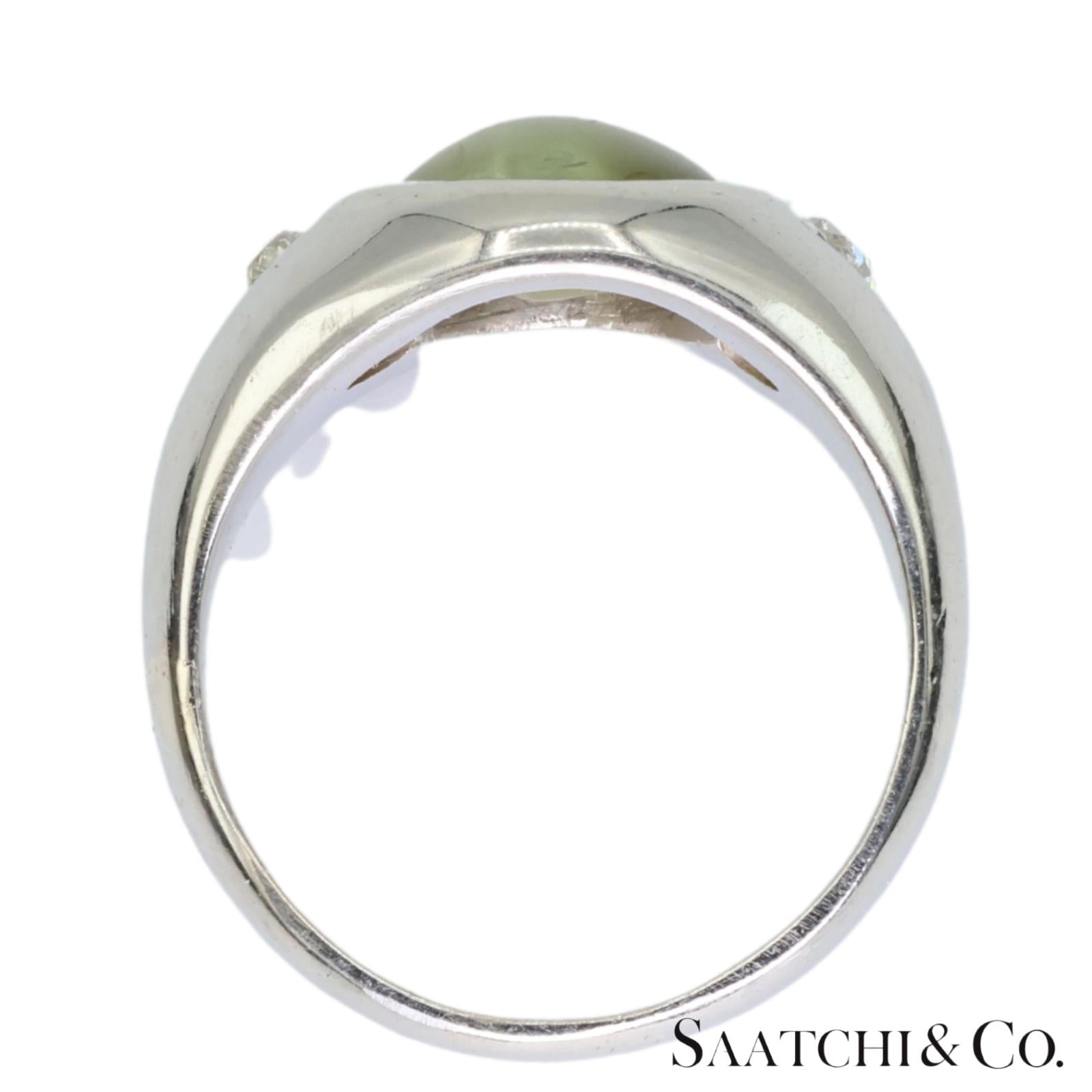 Natural Cat's Eye Ring 18K (750) White Gold
