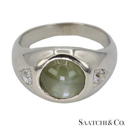 Natural Cat's Eye Ring 18K (750) White Gold