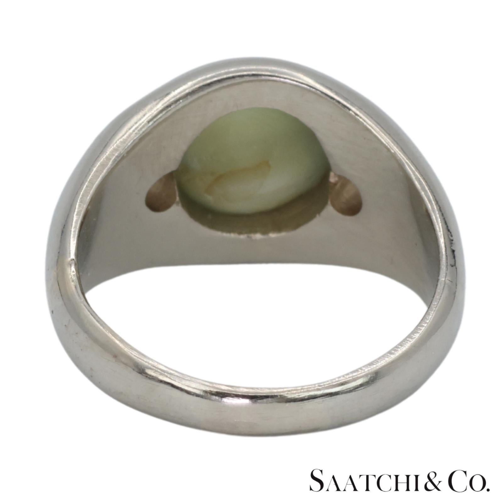 Natural Cat's Eye Ring 18K (750) White Gold