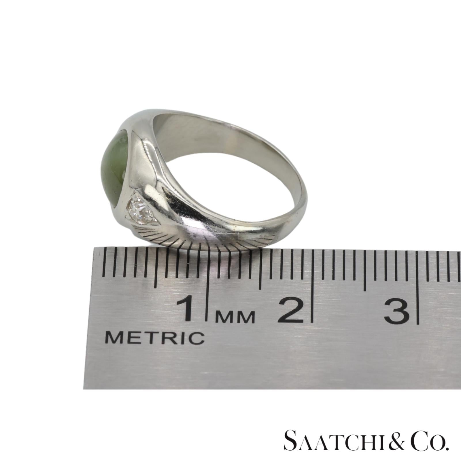 Natural Cat's Eye Ring 18K (750) White Gold