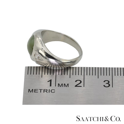 Natural Cat's Eye Ring 18K (750) White Gold