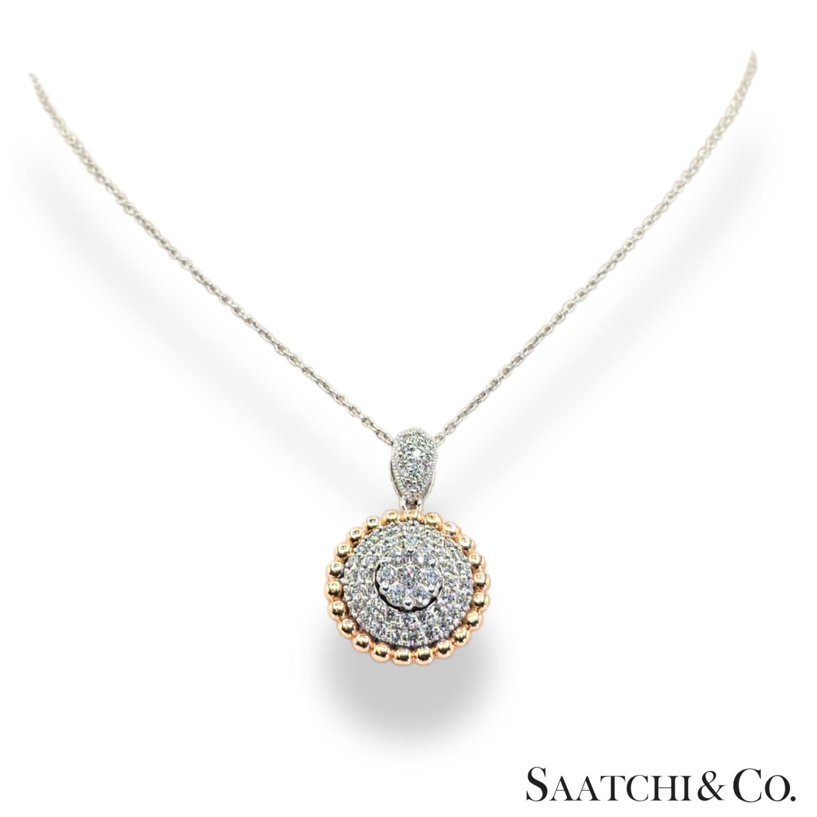 Natural Diamond Necklace 18K White Rose Gold (750) Two Tone