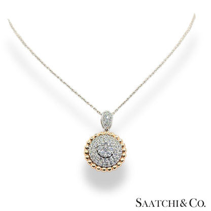 Natural Diamond Necklace 18K White Rose Gold (750) Two Tone