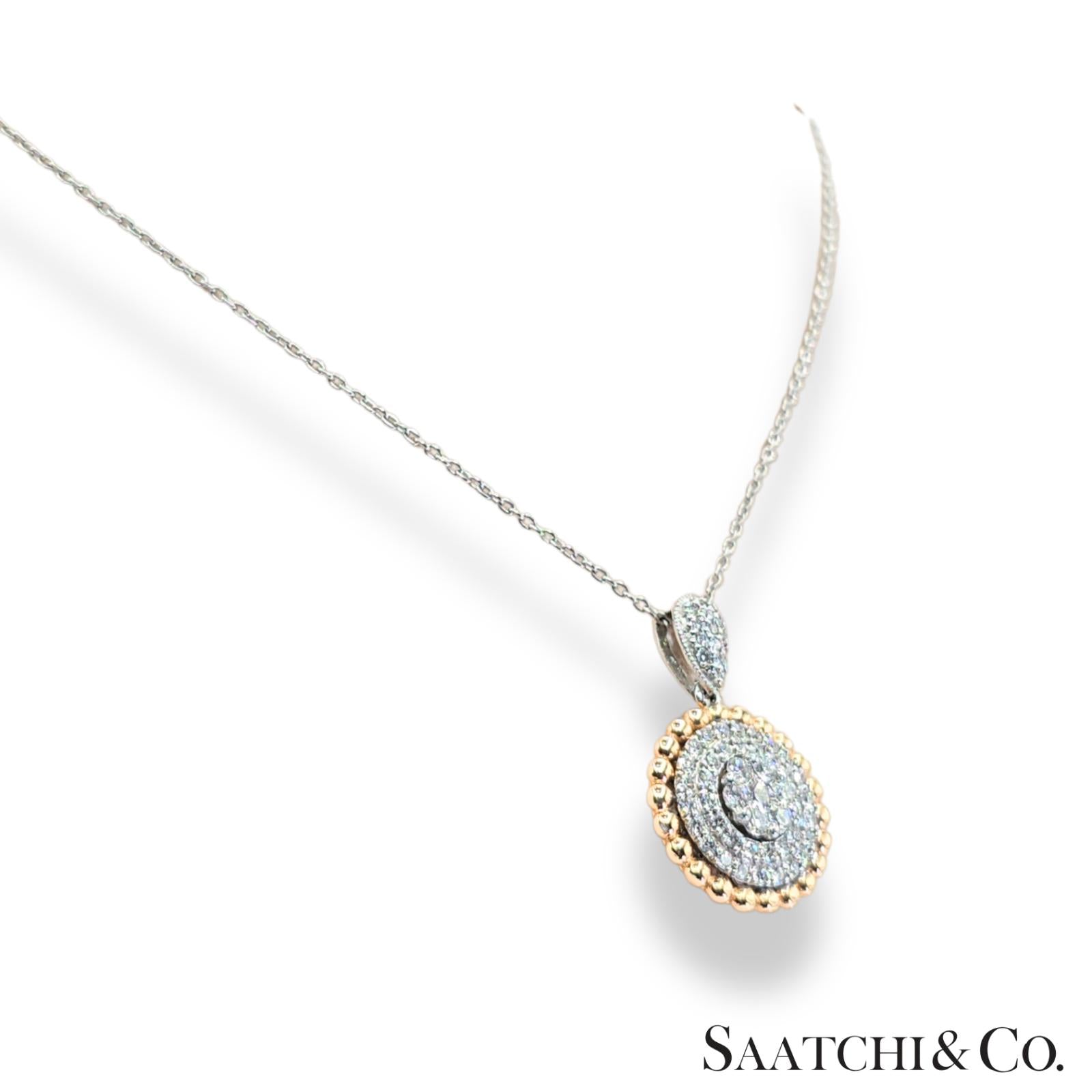 Natural Diamond Necklace 18K White Rose Gold (750) Two Tone