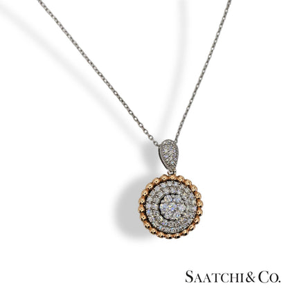 Natural Diamond Necklace 18K White Rose Gold (750) Two Tone