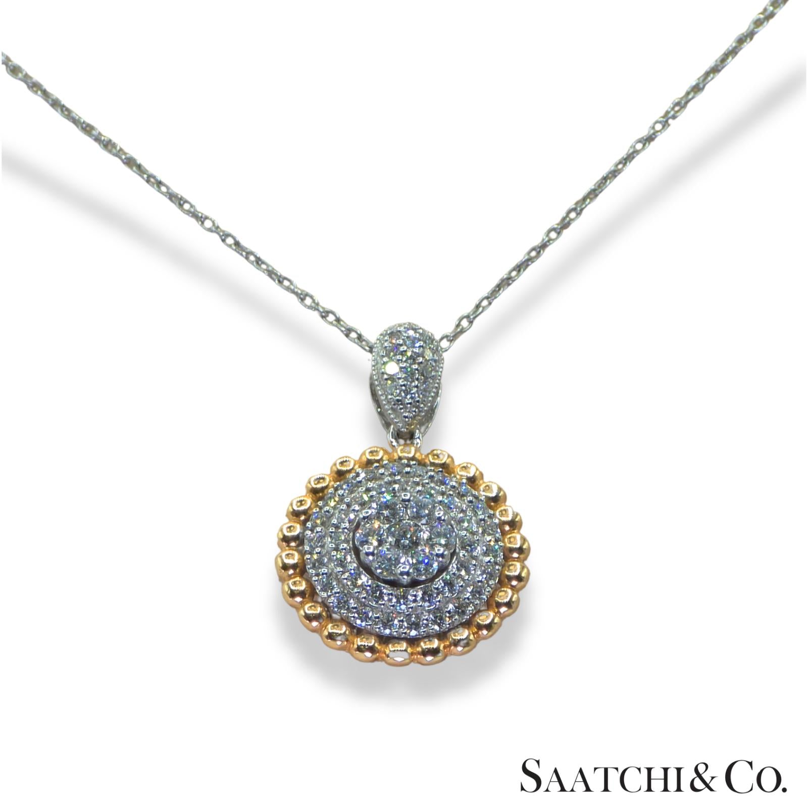 Natural Diamond Necklace 18K White Rose Gold (750) Two Tone