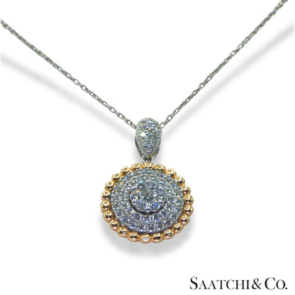 Natural Diamond Necklace 18K White Rose Gold (750) Two Tone