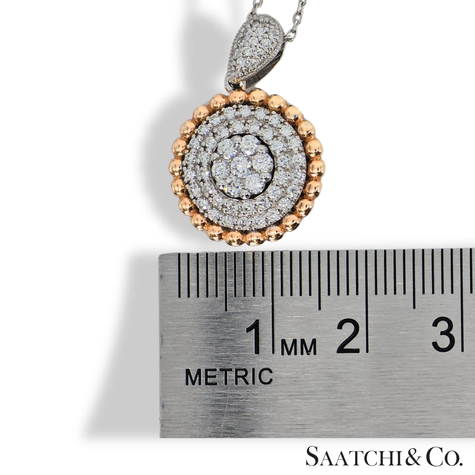 Natural Diamond Necklace 18K White Rose Gold (750) Two Tone