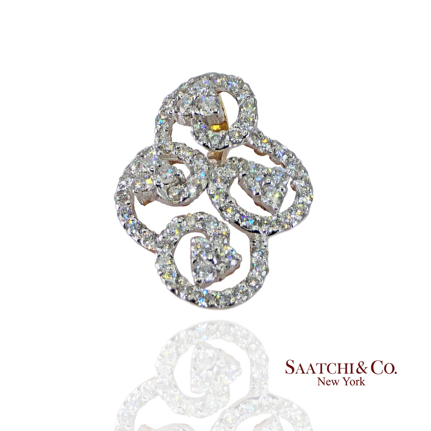 18k (750) White and Yellow Gold Natural Diamond Pendant Necklace