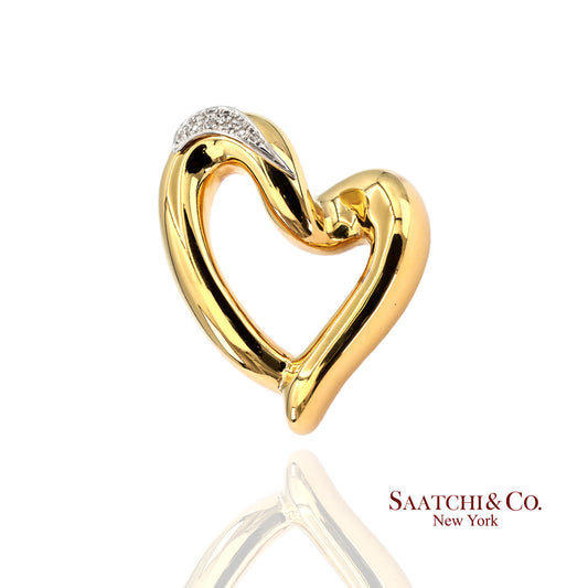 18k (750) White Gold Heart Shape Pin / Brooch