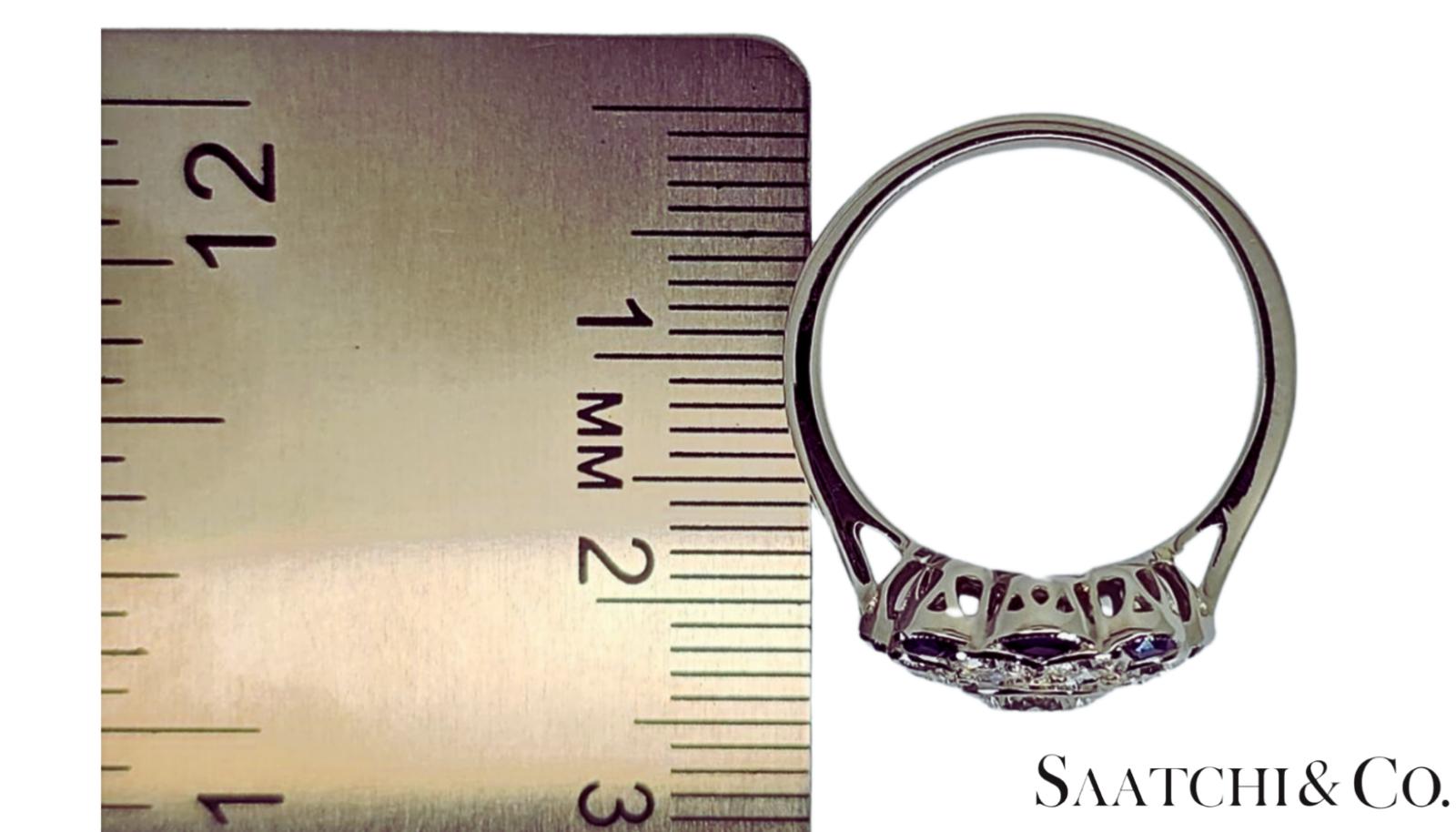 Platinum (950) - Natural 1.08 Ct diamond and 0.55 Ct Blue Sapphire ring, Size 7