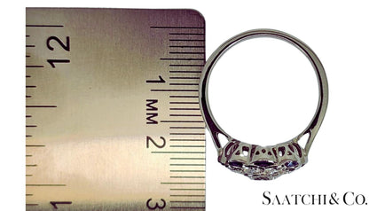 Platinum (950) - Natural 1.08 Ct diamond and 0.55 Ct Blue Sapphire ring, Size 7