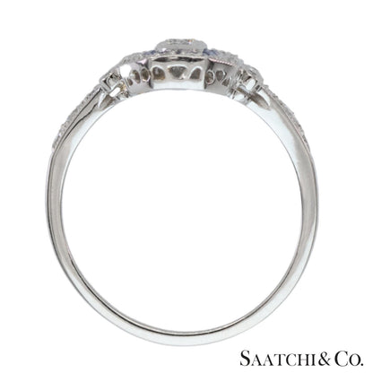 Platinum (950) Natural Diamond and Natural Sapphire Elegant Ring