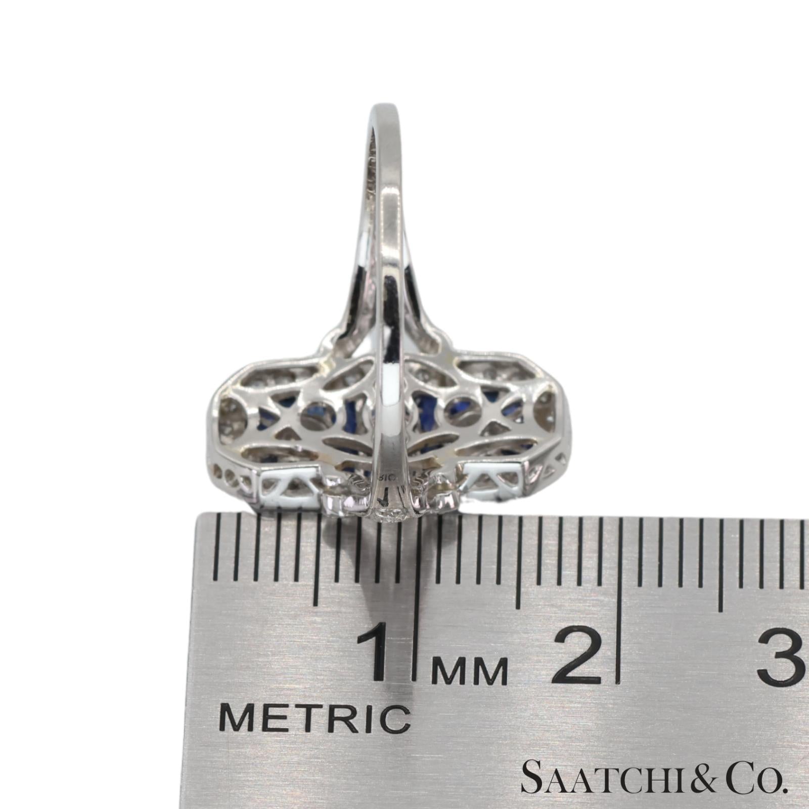 Platinum (950) Natural Diamond and Natural Sapphire Elegant Ring