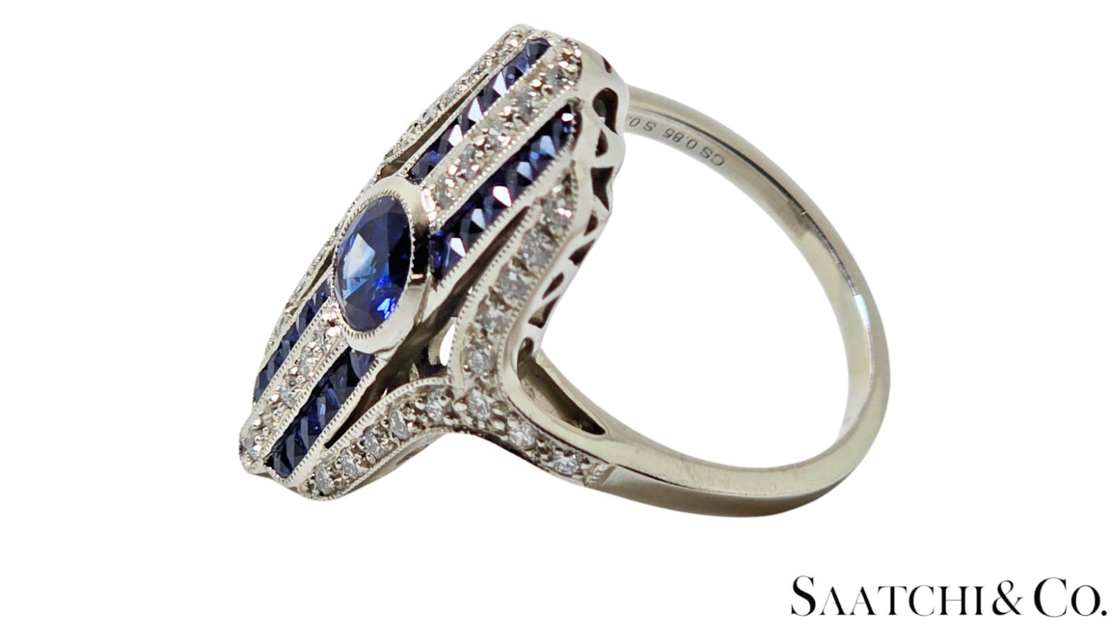 Platinum Ring 9.2 gram -Natural 0.85 Ct Sapphire & 0.35Ct Diamond, GIA Certified