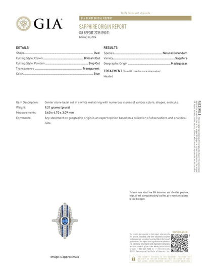 Platinum Ring 9.2 gram -Natural 0.85 Ct Sapphire & 0.35Ct Diamond, GIA Certified