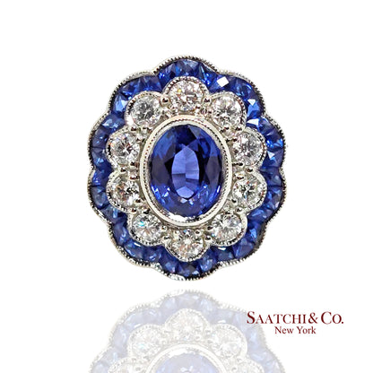 Platinum Ring 8gram - Natural 1.54ct Sapphire & 0.60 ct Diamond, GIA Certified