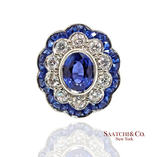 Platinum Ring 8gram - Natural 1.54ct Sapphire & 0.60 ct Diamond, GIA Certified