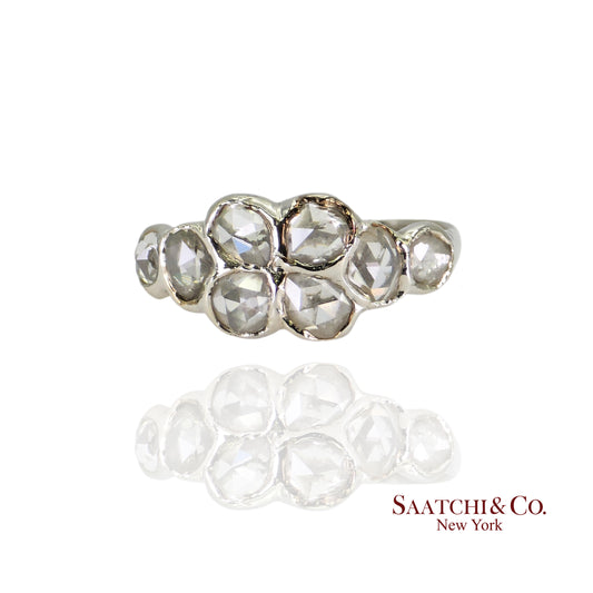 14k (585) White Gold Natural Rose Cut 1.4 Ct White Diamond, Size 5.5