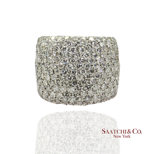 18k (750) White Gold 4 Ct Natural White Diamond Wide Band/Ring