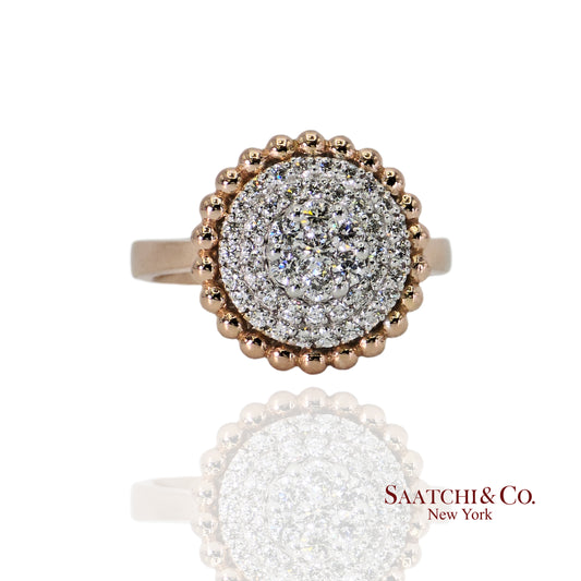 Natural Diamond Ring 18K White Rose Gold (750) Two Tone