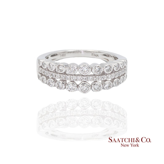 14k(585) White Gold Natural White Diamond Ring