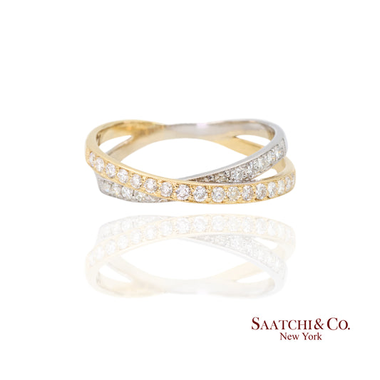 18k (750) Two tone Natural DIamond Ring