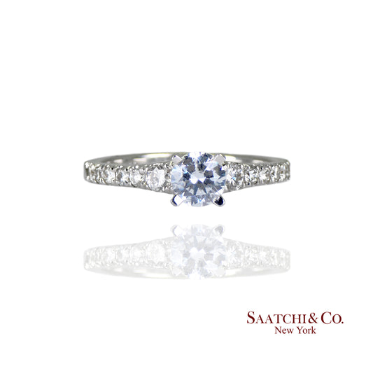 18K White Gold - Natural Diamond Solitaire ring Engagement/Anniversary/Wedding