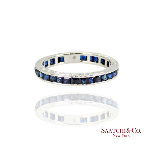 Vintage 14K White Gold Ring: 1.65 Ct Natural Sapphire, Elegant Design