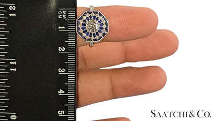 Stunning Brand New Platinum (950) Natural VVS Diamond & Blue Sapphire: Ring