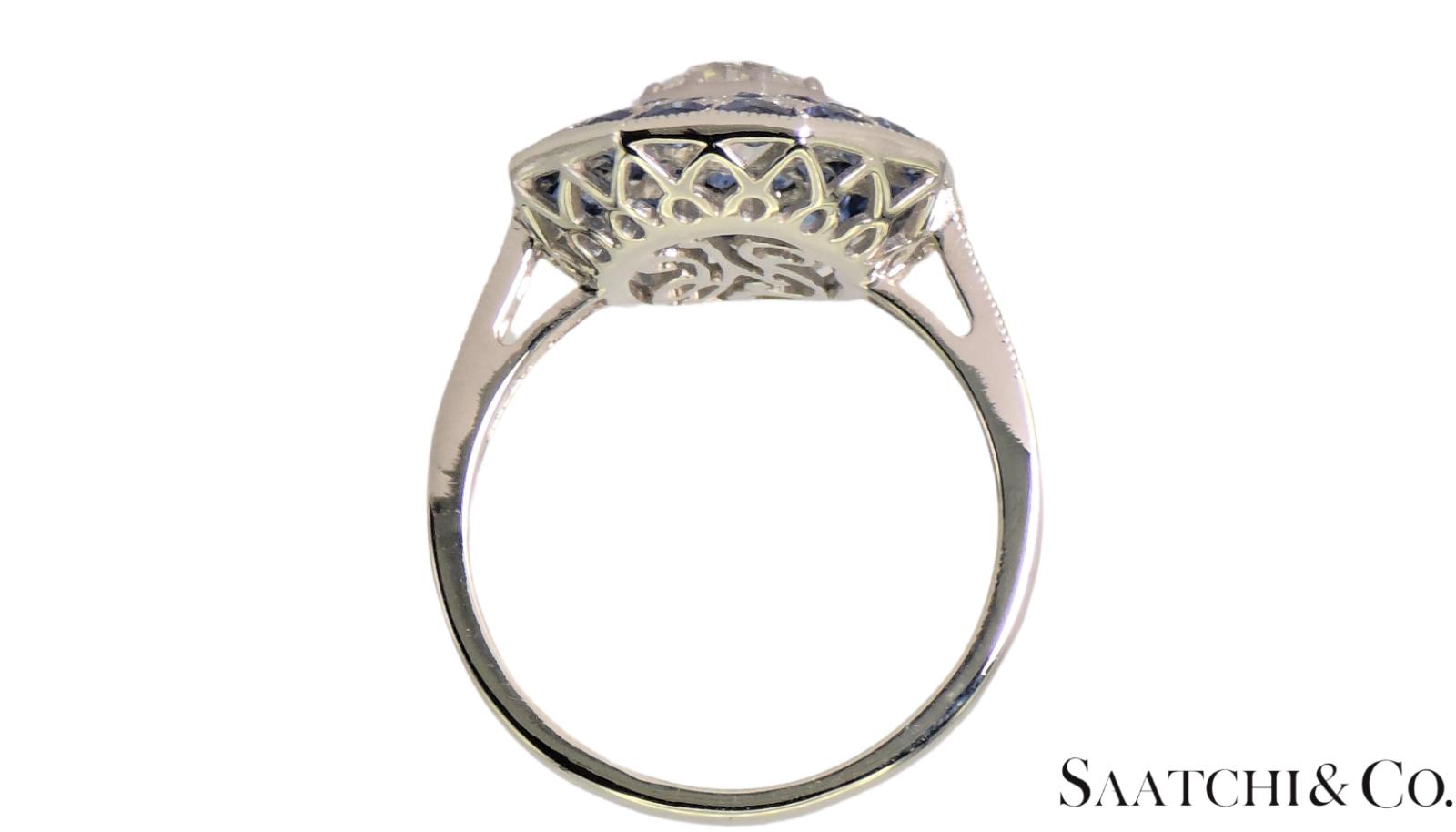 Stunning Brand New Platinum (950) Natural VVS Diamond & Blue Sapphire: Ring