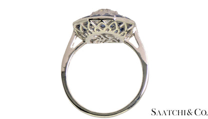 Stunning Brand New Platinum (950) Natural VVS Diamond & Blue Sapphire: Ring