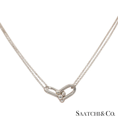 Tiffany & Co. Hardware Large Double Link Pendant Necklace Sterling Silver