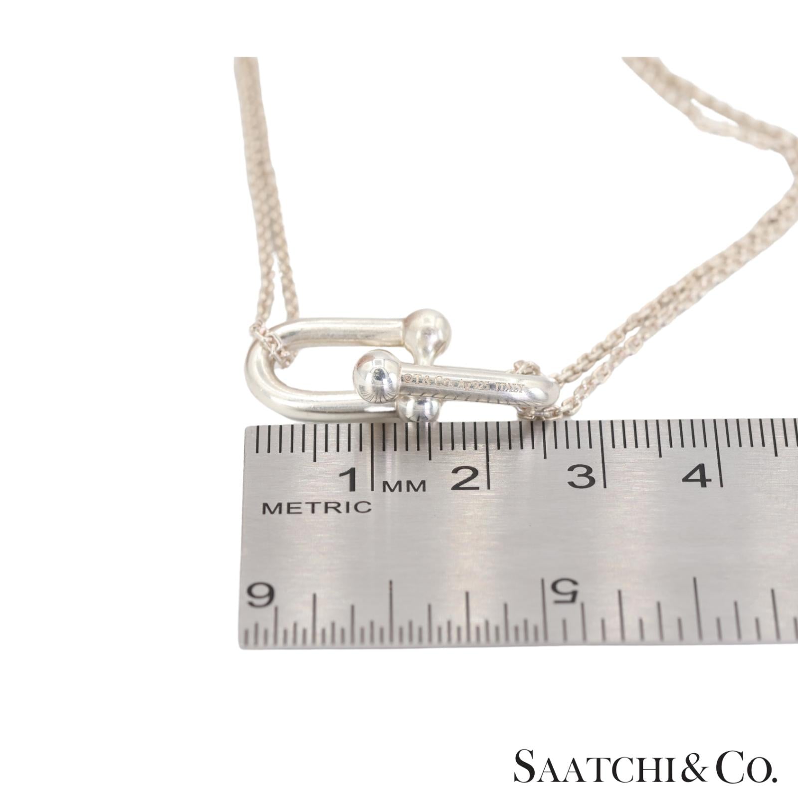 Tiffany & Co. Hardware Large Double Link Pendant Necklace Sterling Silver