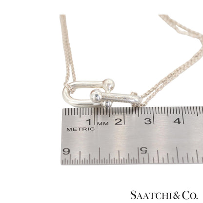 Tiffany & Co. Hardware Large Double Link Pendant Necklace Sterling Silver