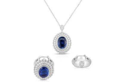 18k (750) White Gold Convertible Ring in Natural Sapphire and Natural Diamond