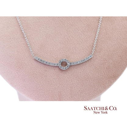18k Diamond Pendant Necklace Womens 16in White Gold Dainty Pavé Modern