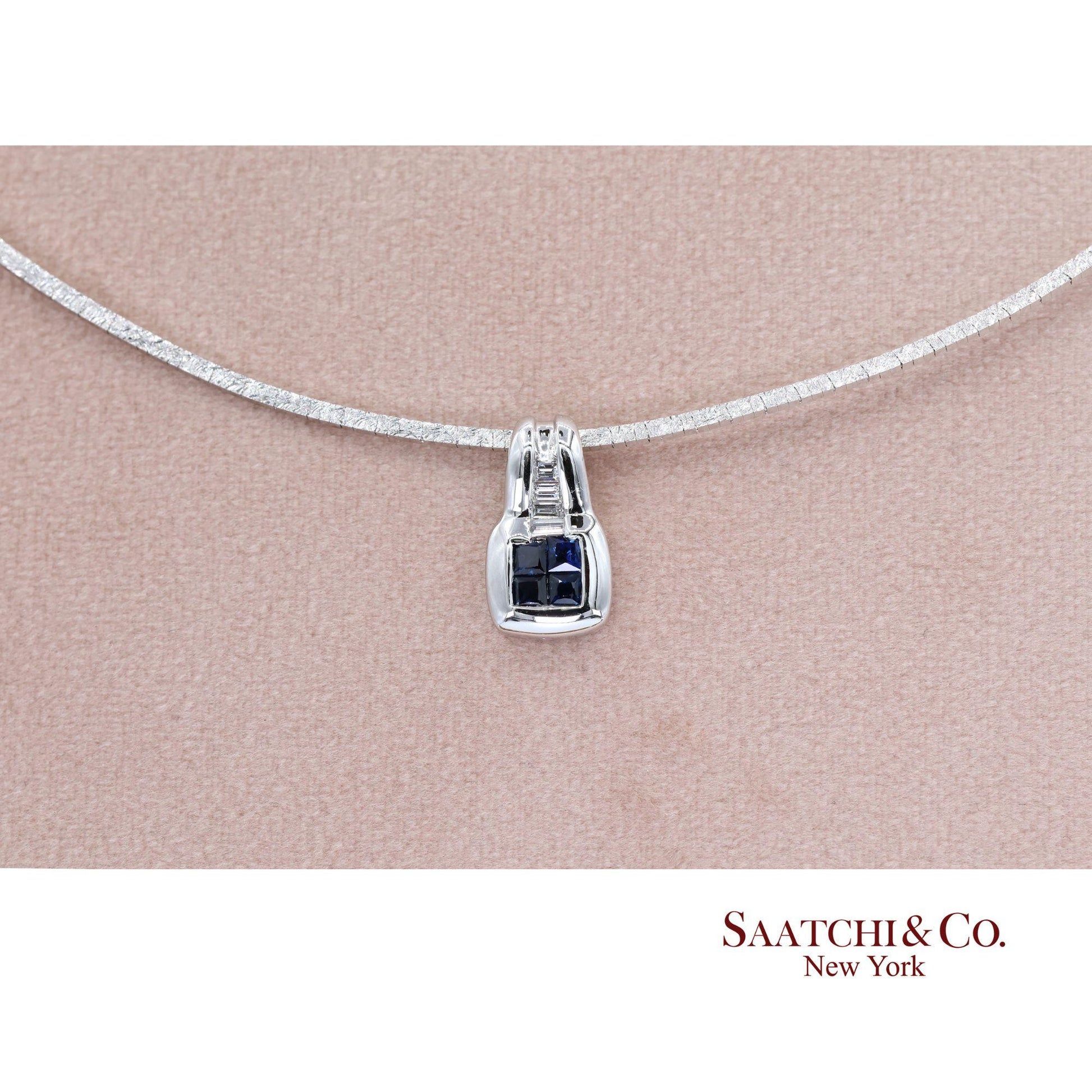 Elegant 18K White Gold Choker Necklace with Natural Diamond Pendant