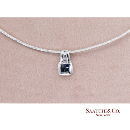 Elegant 18K White Gold Choker Necklace with Natural Diamond Pendant