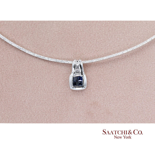 Elegant 18K White Gold Choker Necklace with Natural Diamond Pendant