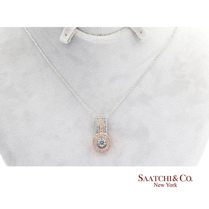 14K (585) White and Rose Gold Natural White Diamond Pendant