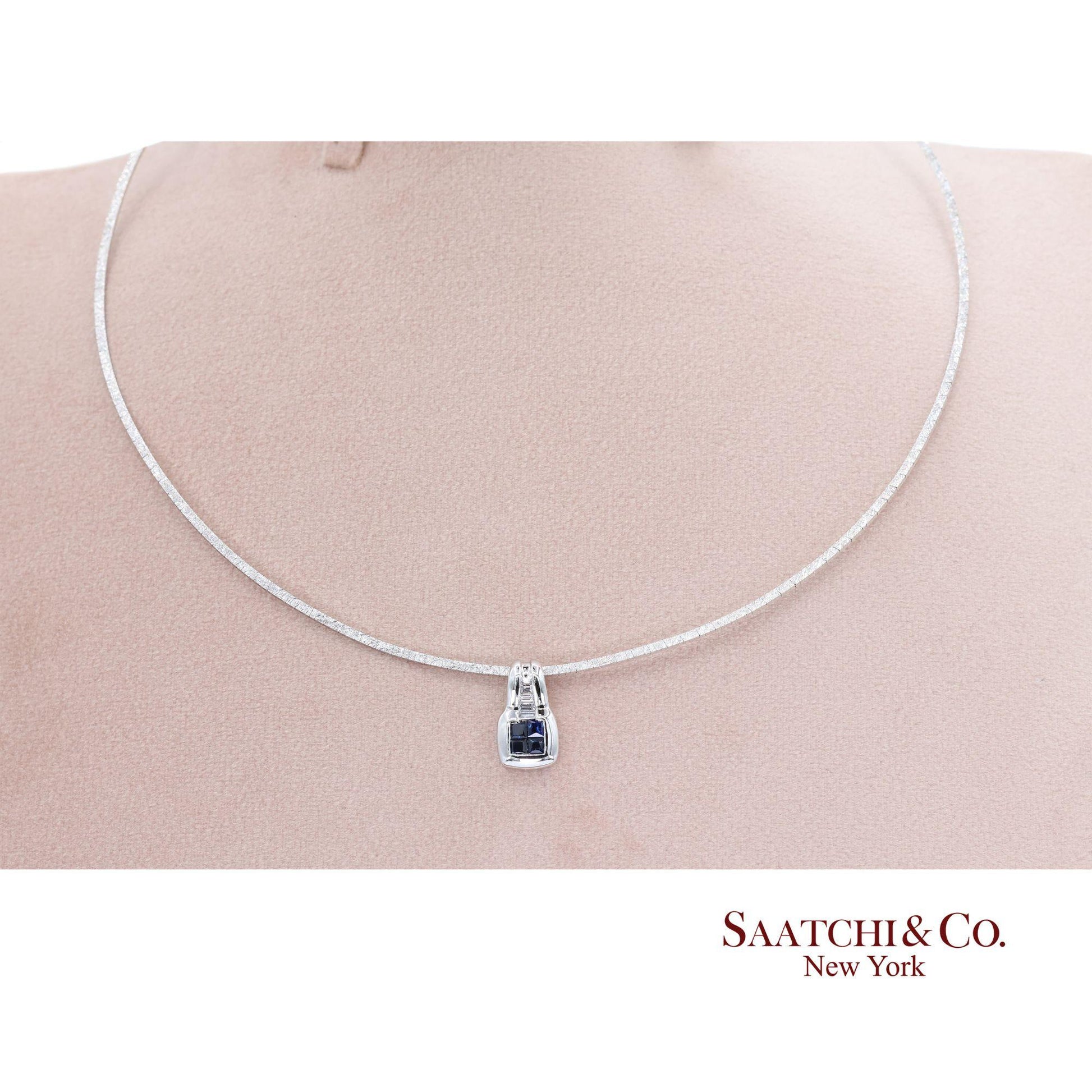Elegant 18K White Gold Choker Necklace with Natural Diamond Pendant